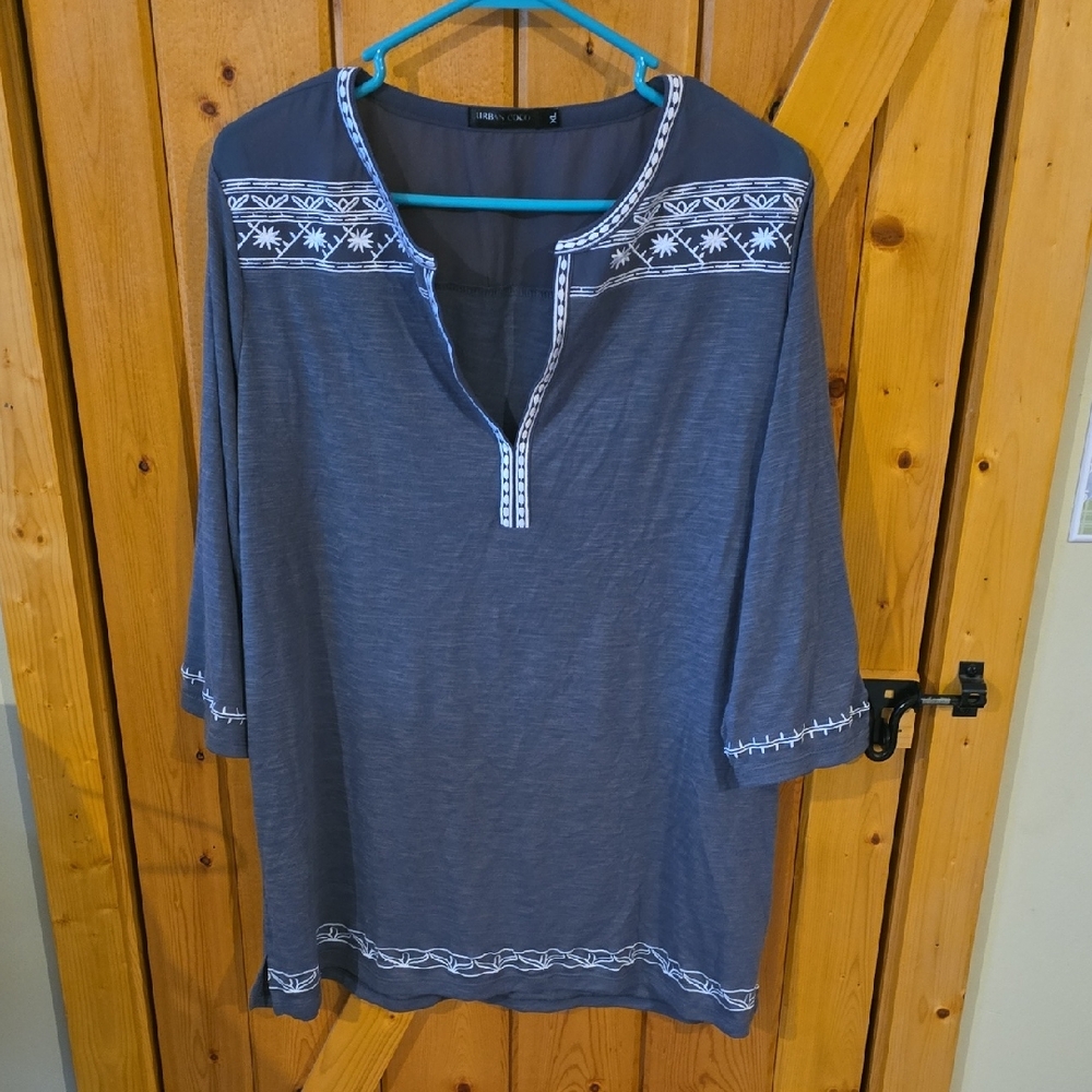 Women's Gray Boho Blouse XL
